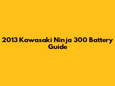 2013 Kawasaki Ninja 300 Battery Guide