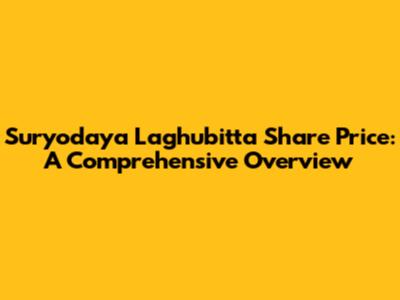 Suryodaya Laghubitta Share Price: A Comprehensive Overview